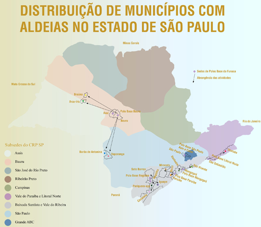 Distribuição dos Municípios com Aldeias no Estado de São Paulo